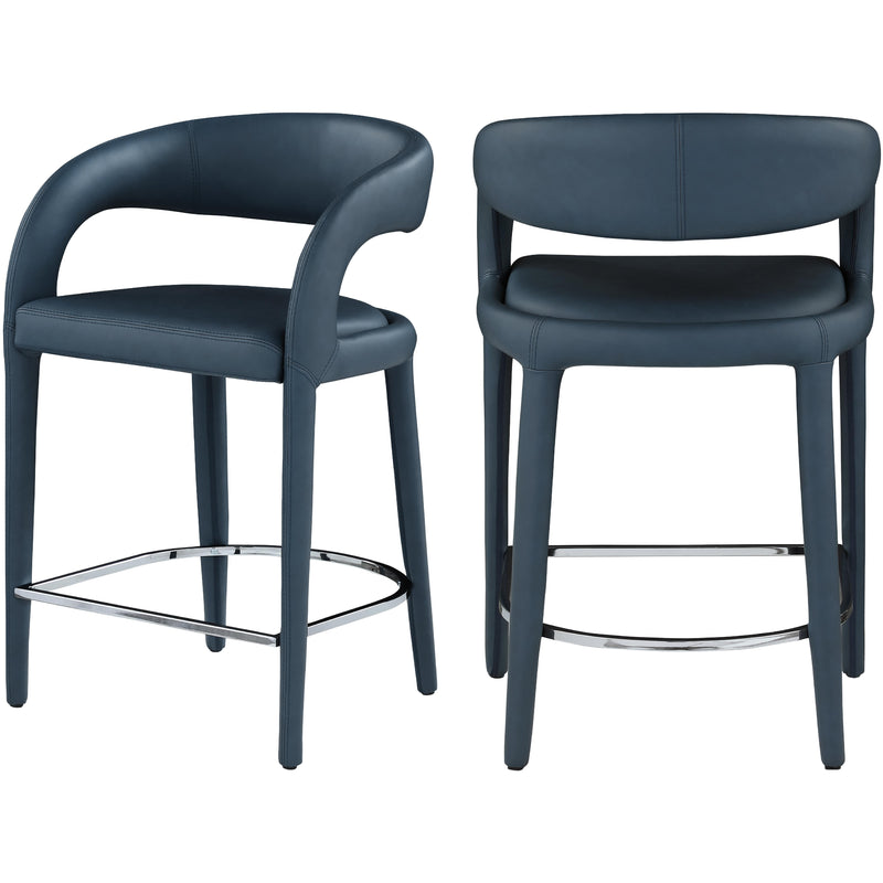 Meridian Sylvester Navy Vegan Leather Stool IMAGE 1