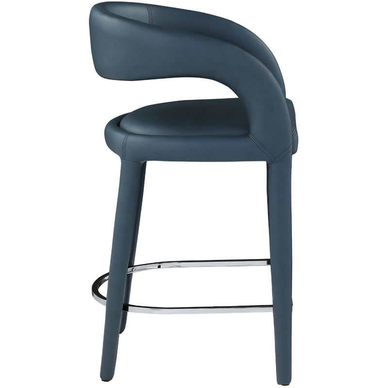 Meridian Sylvester Navy Vegan Leather Stool IMAGE 5