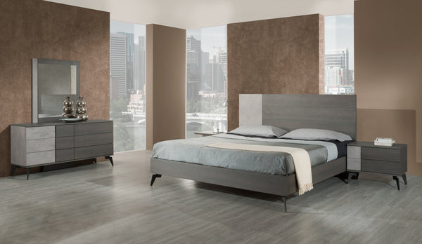Nova Domus Palermo Italian Modern Faux Concrete & Grey Mirror