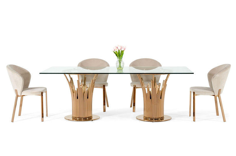 Modrest Paxton Modern Glass & Rosegold Dining Table