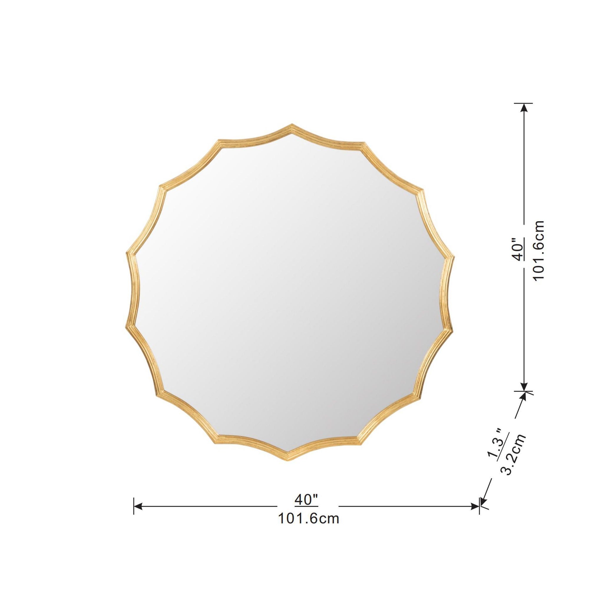Round Sunburst Wall Mirror With, Wall Decor Mirror For Entryway Bedroom Living Room - Gold