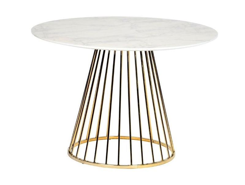 Modrest Holly Modern White & Gold Round Dining Table