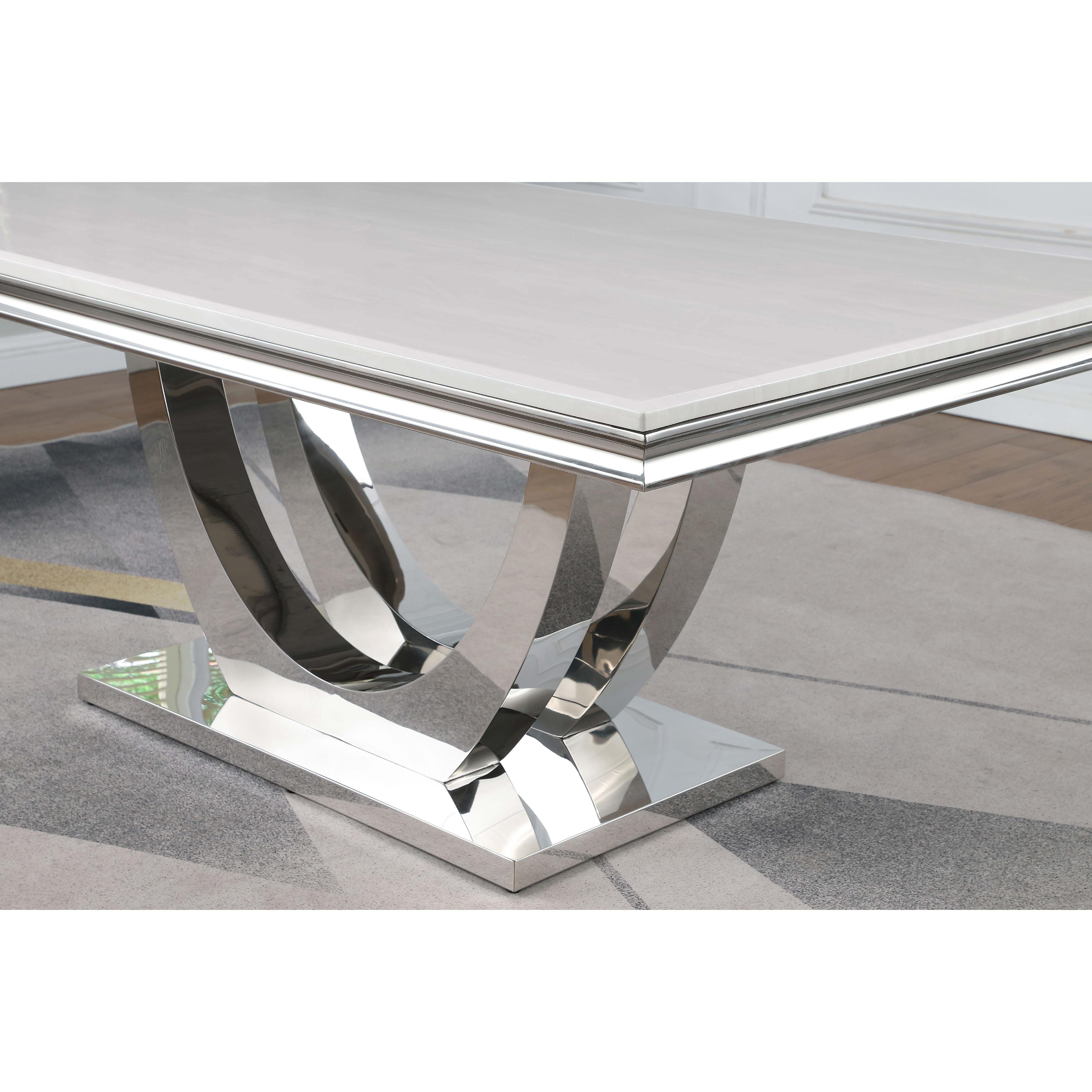 Diamond Modern Furniture COA Kerwin Dining Table with Faux Marble Top and Pedestal Base 111101 IMAGE 7