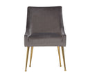 Modrest Castana Modern Grey Velvet & Gold Dining Chair (Set of 2)