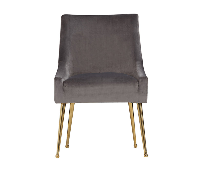 Modrest Castana Modern Grey Velvet & Gold Dining Chair (Set of 2)