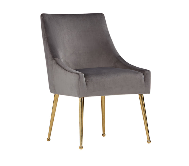 Modrest Castana Modern Grey Velvet & Gold Dining Chair (Set of 2)