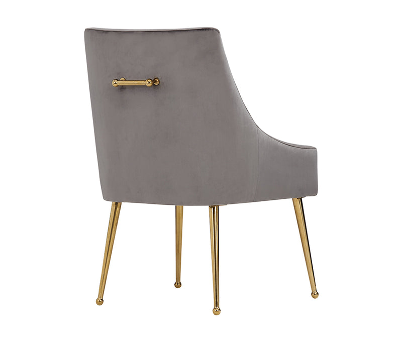 Modrest Castana Modern Grey Velvet & Gold Dining Chair (Set of 2)
