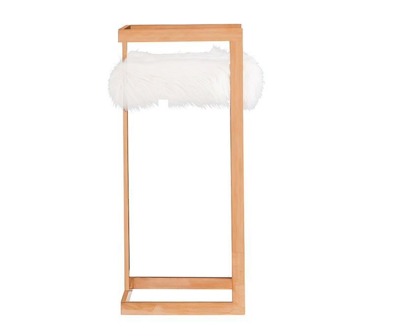 Modrest Halifax Modern White Faux Fur & Rosegold Bar Stool