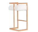 Modrest Halifax Modern White Faux Fur & Rosegold Bar Stool