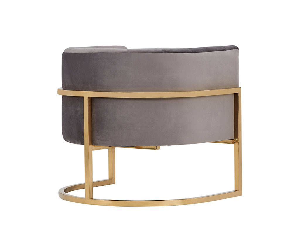 Modrest Landau Modern Grey Velvet & Gold Accent Chair