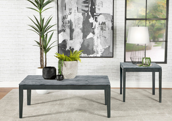 Mozzi  Coffee and End Table Set Grey Faux Marble