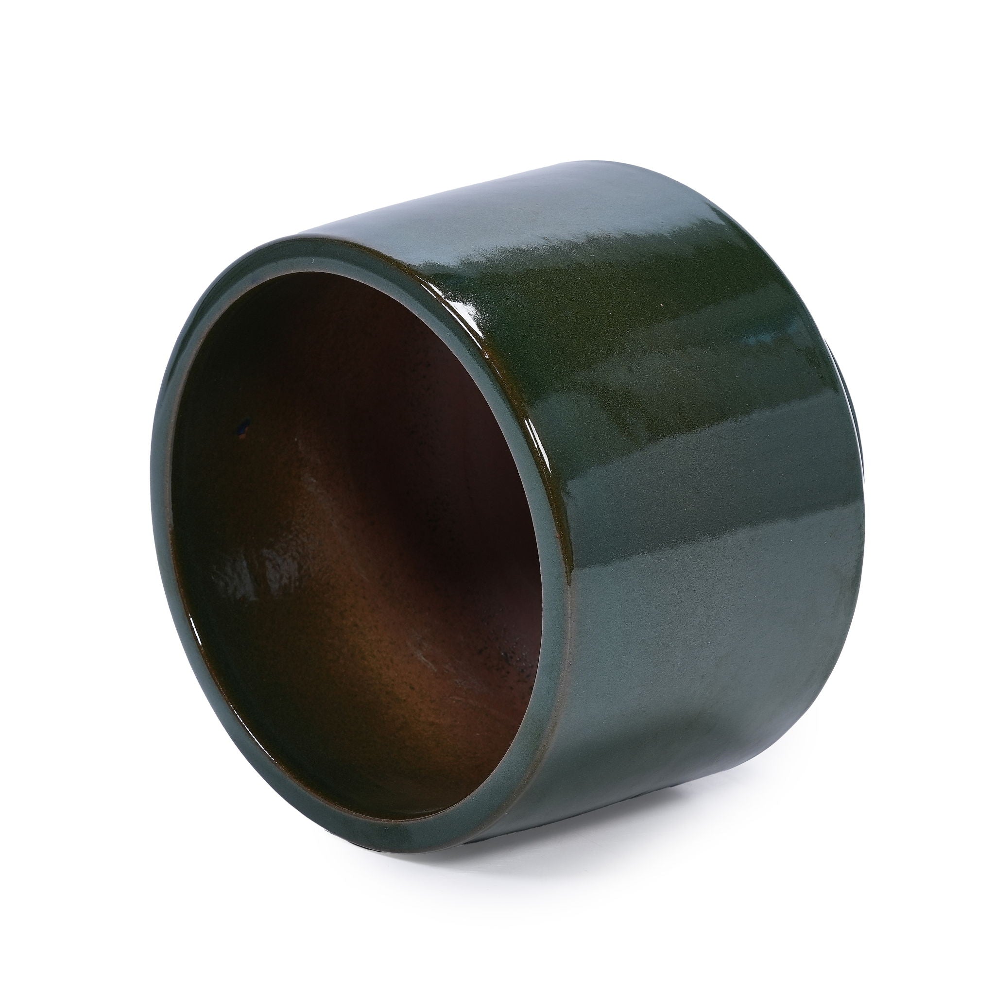 Ceramic Flowerpot, Planter For Patio, Garden, Windowsill (Set of 3) - Antique Green