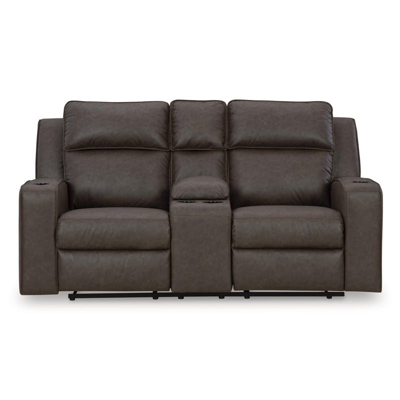 Signature Design by Ashley Lavenhorne Reclining Leather Look Loveseat with Console 6330694 IMAGE 3