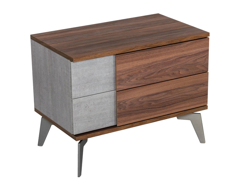 Nova Domus Palermo - Modern Italian Faux Concrete & Walnut Nightstand