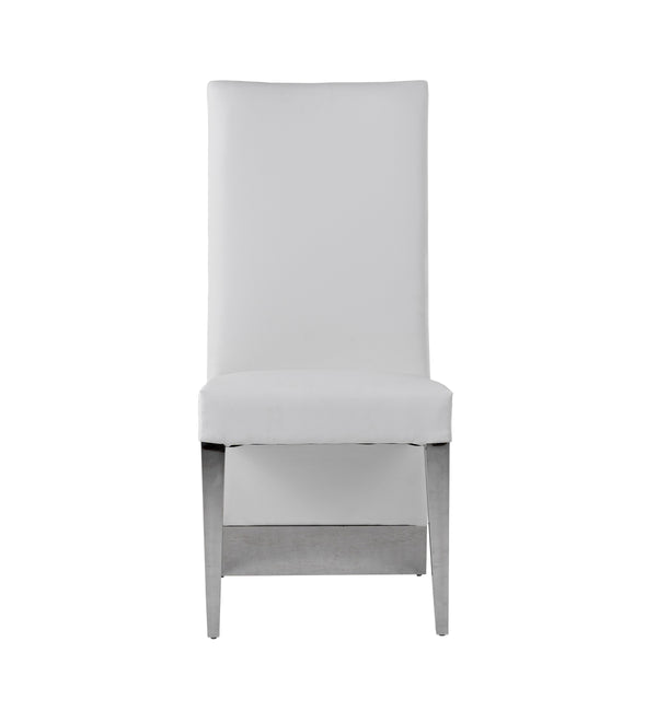 Modrest Kilson Modern White Leatherette & Stainless Steel Dining Chair (Set of 2)