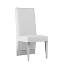 Modrest Kilson Modern White Leatherette & Stainless Steel Dining Chair (Set of 2)