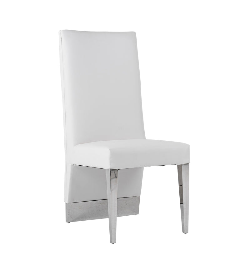 Modrest Kilson Modern White Leatherette & Stainless Steel Dining Chair (Set of 2)
