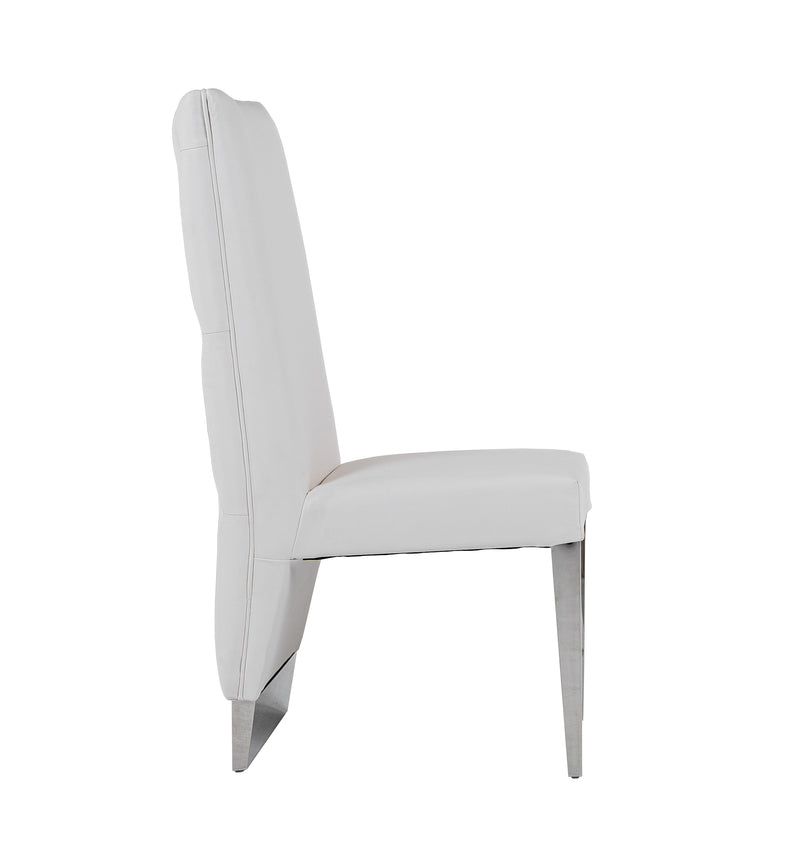 Modrest Kilson Modern White Leatherette & Stainless Steel Dining Chair (Set of 2)