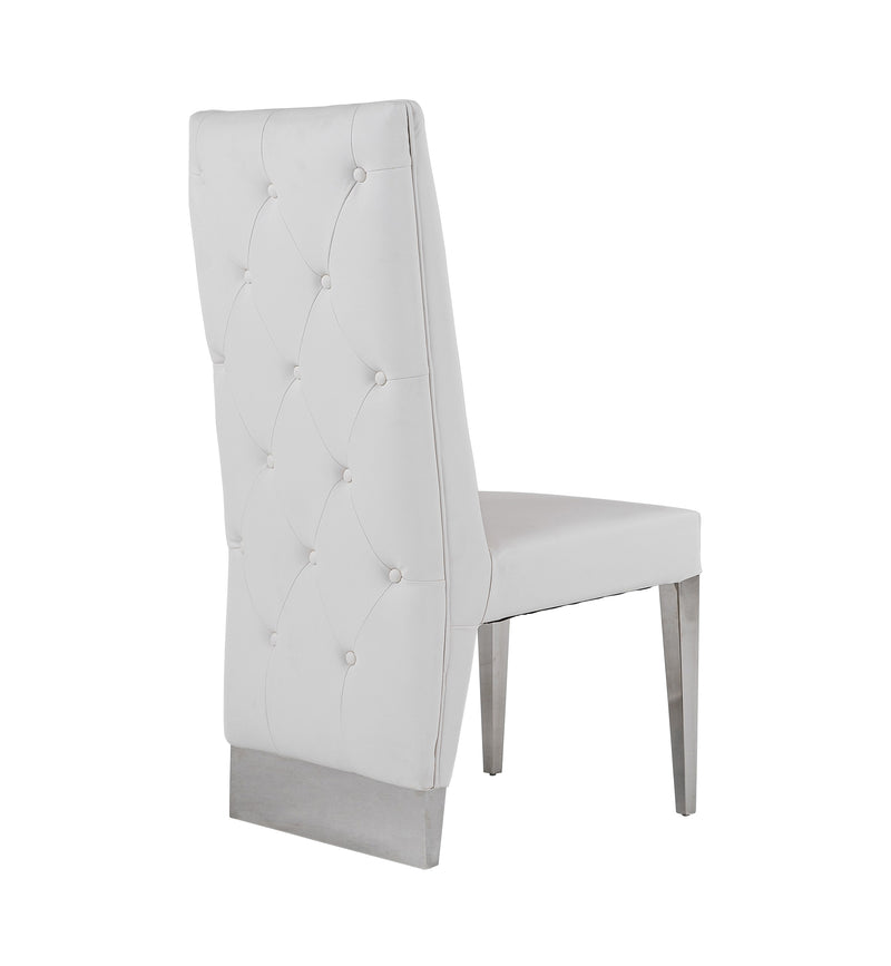 Modrest Kilson Modern White Leatherette & Stainless Steel Dining Chair (Set of 2)