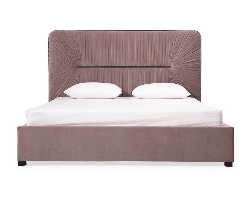 Modrest Duke Modern Grey Velvet & Black Gun Chrome Bed