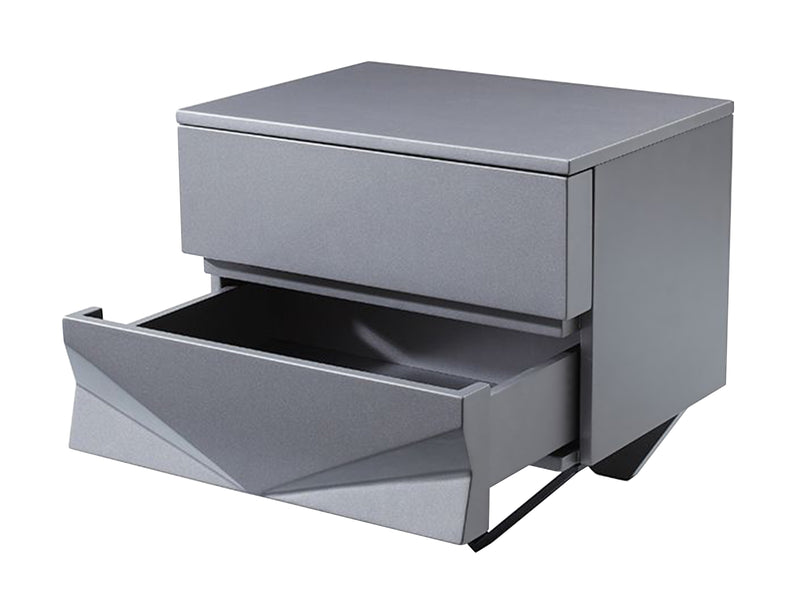 Modrest Duke Modern Grey & Black Gun Chrome Nightstand