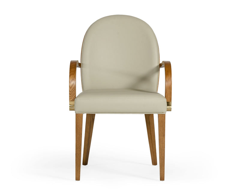 Modrest Rexford Modern Taupe & Walnut Dining Armchair