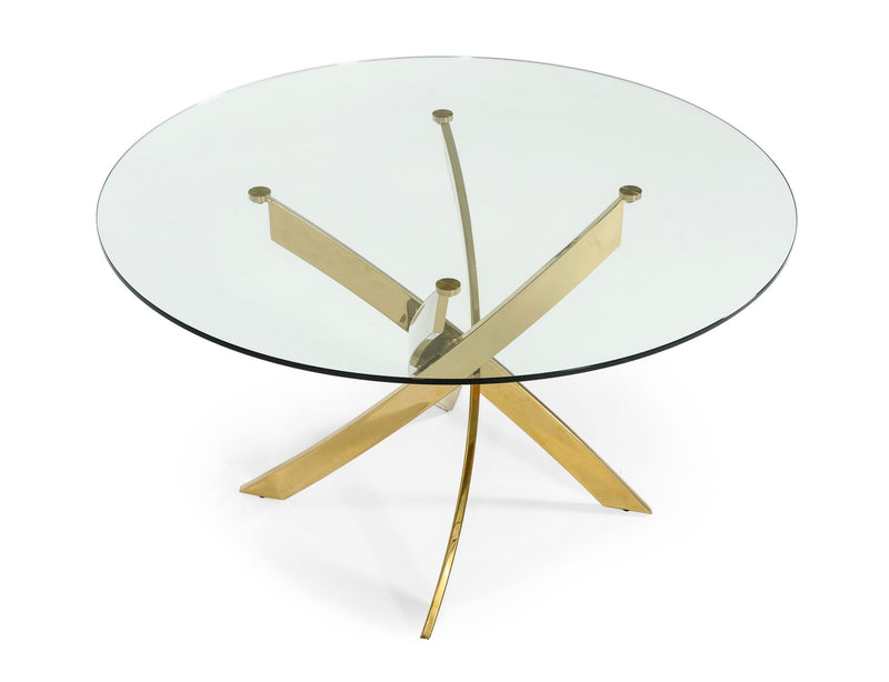Modrest Pyrite - Modern Round Glass Dining Table