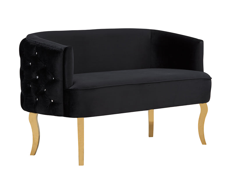 Divani Casa Fayette Modern Black Velvet & Gold Sofa