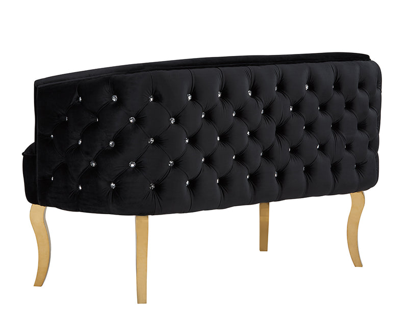 Divani Casa Fayette Modern Black Velvet & Gold Sofa