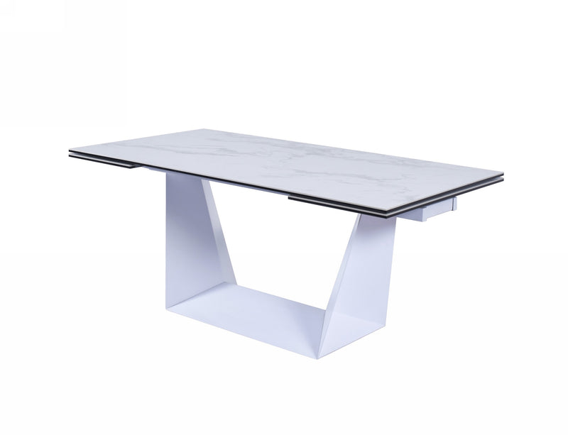 Modrest Baldwin - Modern White Ceramic Extendable Dining Table