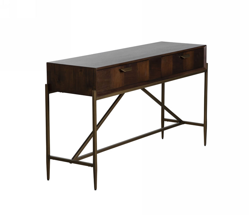 Modrest Shane - Modern Acacia & Brass Console Table