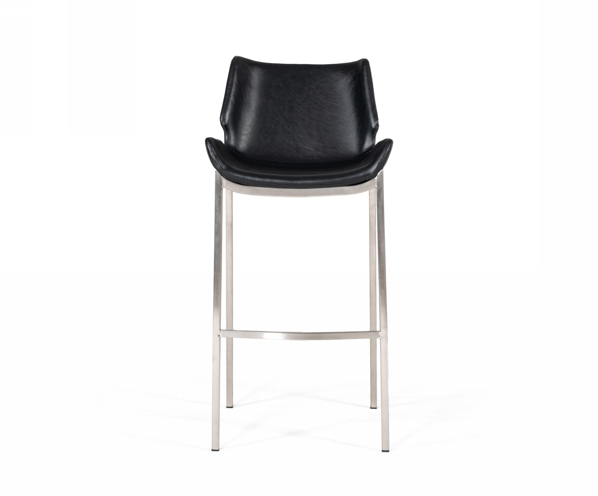 Modrest Dave - Modern Black Eco-Leather Bar Stool (Set of 2)