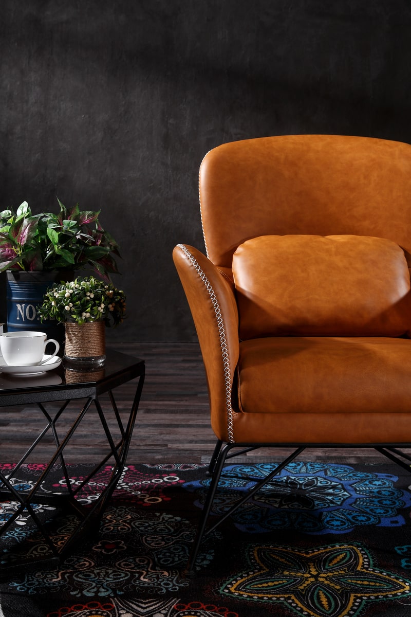 Modrest Kirk - Modern Brown Eco-Leather Accent Chair