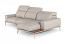 Lamod Italia Villeneuve - Italian Modern Light Grey Leather Right Facing Sectional Sofa