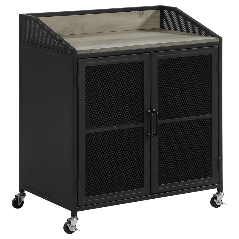 Coaster Furniture Arlette 183476 Wine Cabinet with Wire Mesh Doors - Grey Wash/Sandy Black IMAGE 1