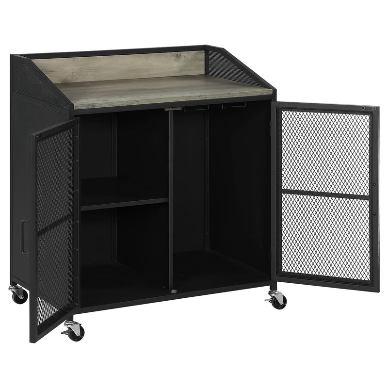 Coaster Furniture Arlette 183476 Wine Cabinet with Wire Mesh Doors - Grey Wash/Sandy Black IMAGE 2