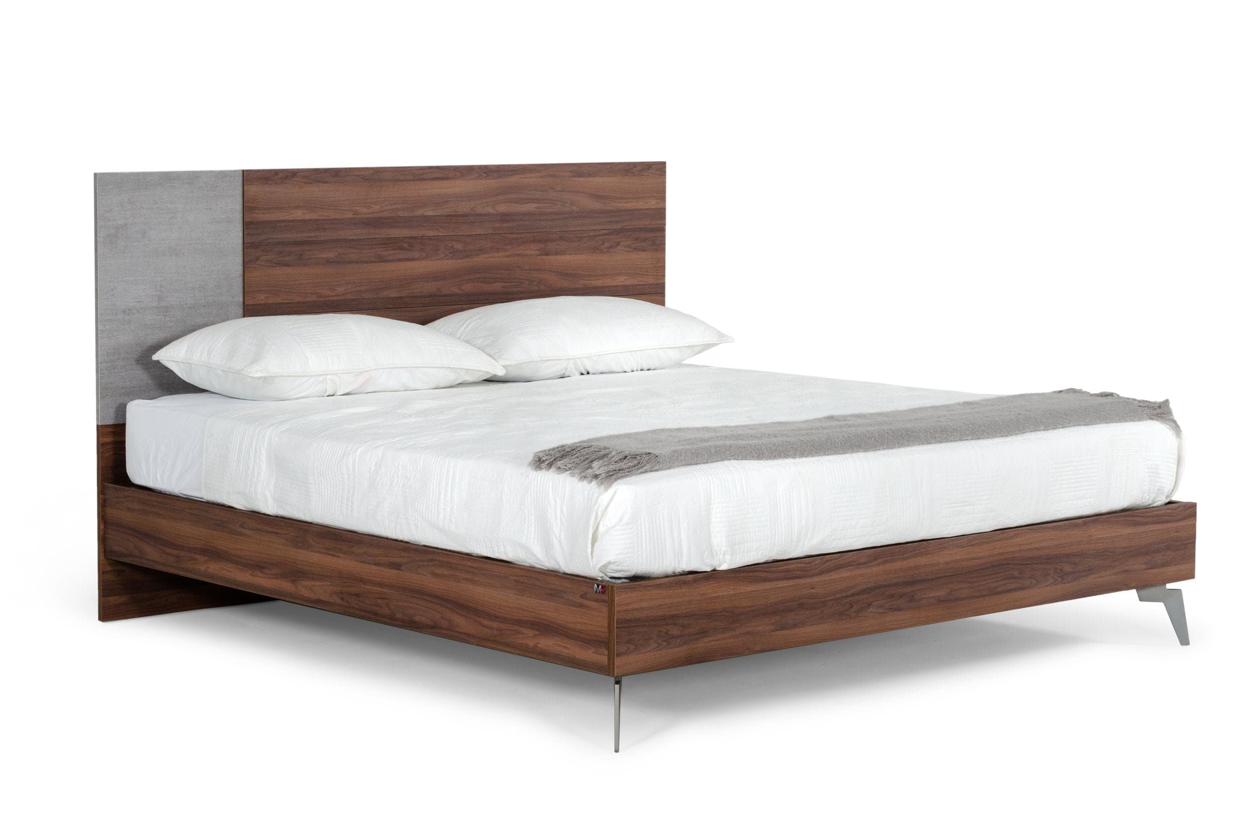 Nova Domus Palermo - Italian Modern Faux Concrete & Noce Bodrum 4-Piece Bedroom Set
