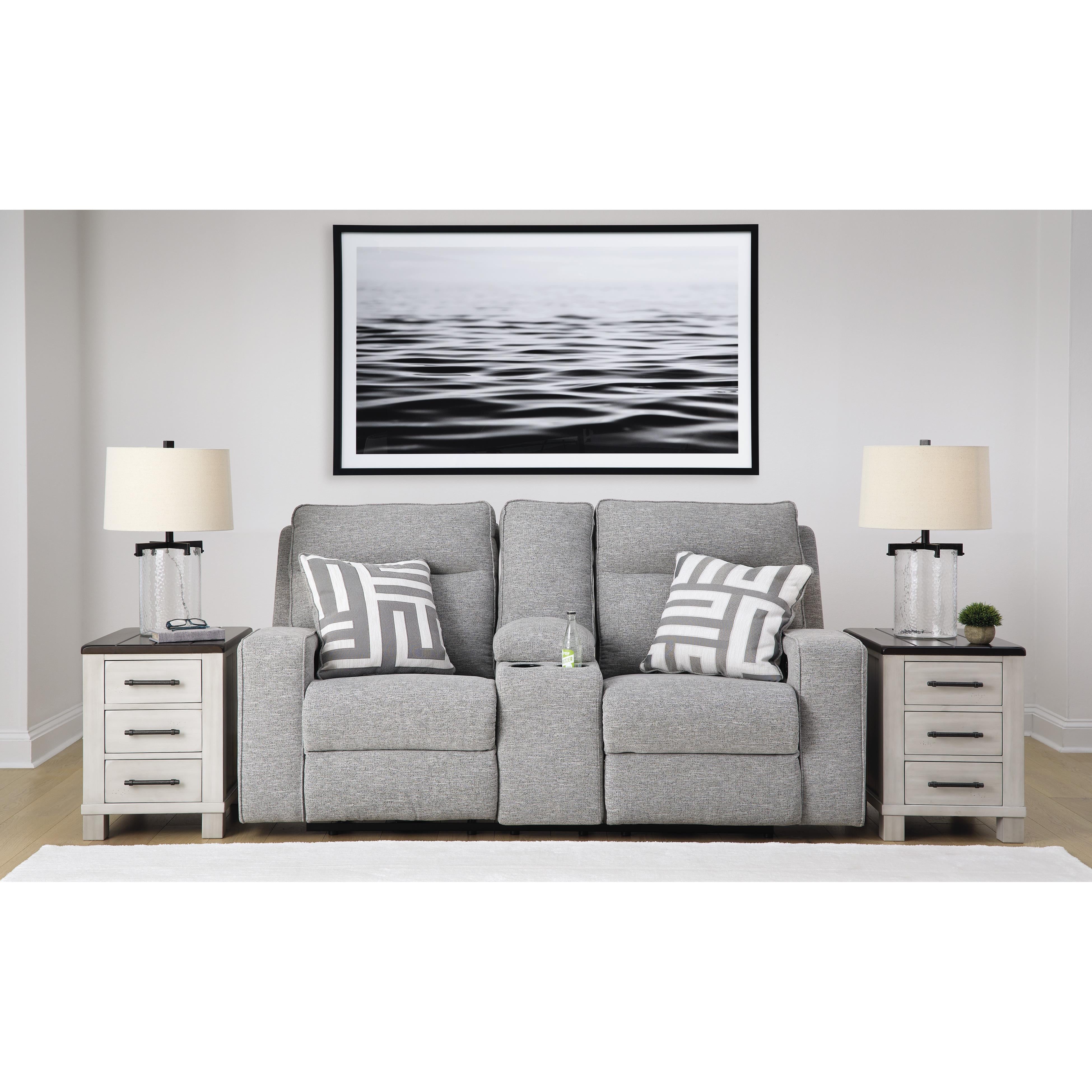 Signature Design by Ashley Biscoe Power Reclining Fabric Loveseat with Console 9050318 IMAGE 6