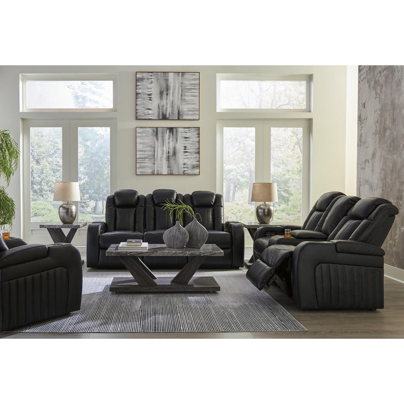 Signature Design by Ashley Caveman Den Power Reclining Leather Look Loveseat with Console 9070318 IMAGE 17