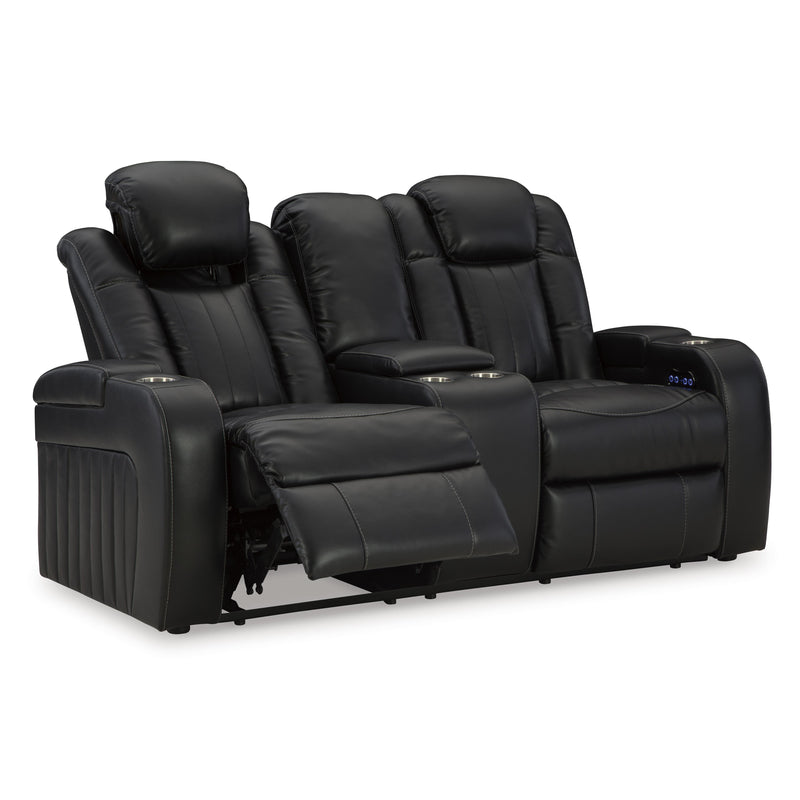 Signature Design by Ashley Caveman Den Power Reclining Leather Look Loveseat with Console 9070318 IMAGE 2