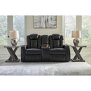 Signature Design by Ashley Caveman Den Power Reclining Leather Look Loveseat with Console 9070318 IMAGE 6
