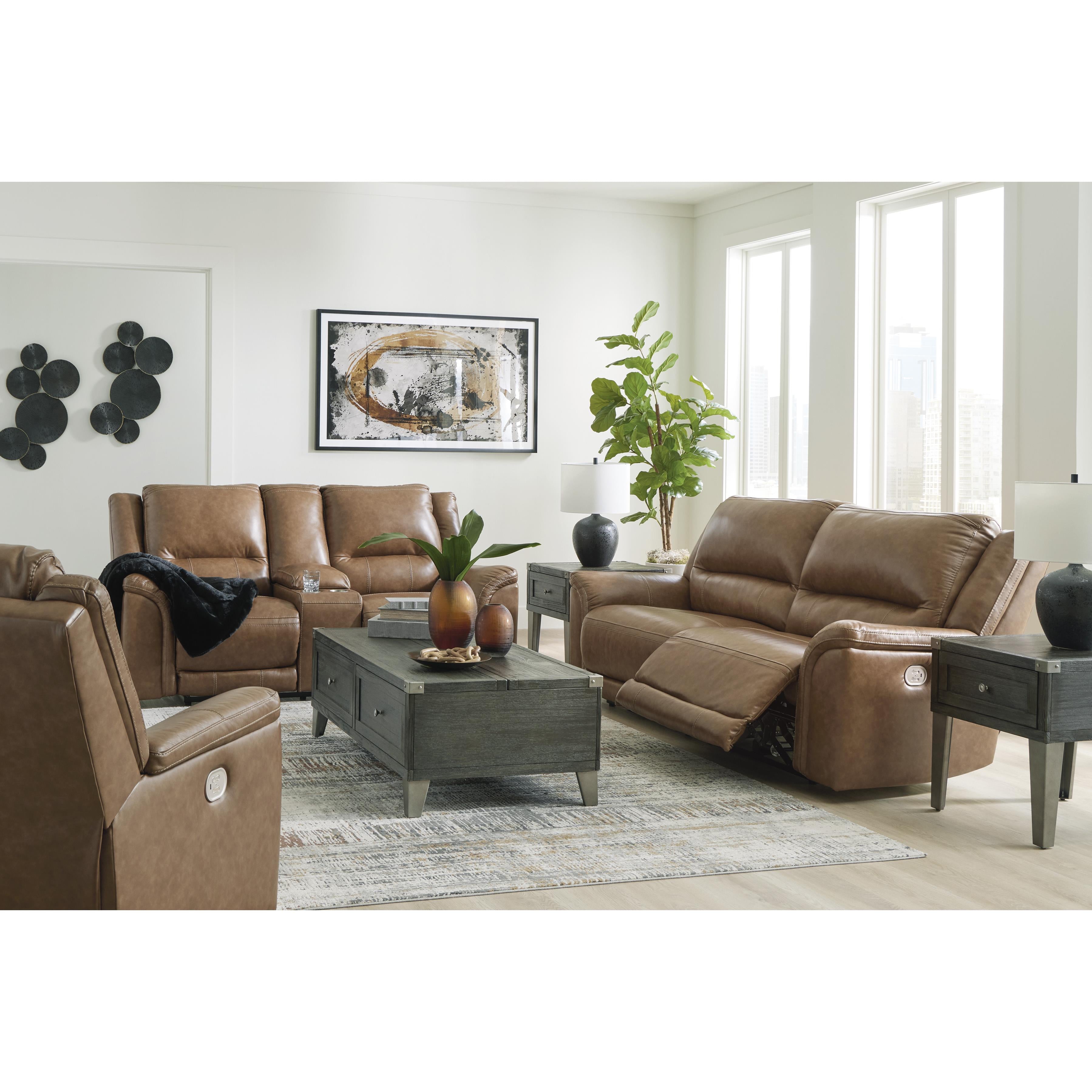 Signature Design by Ashley Trasimeno Power Reclining Leather Match Loveseat with Console U8281518 IMAGE 15