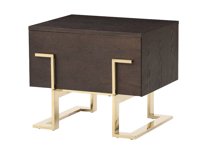 Modrest Moontide Modern Smoked Ash & Gold Nightstand