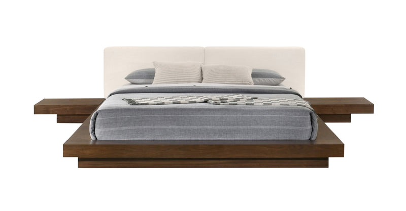 Modrest Tokyo - Contemporary Walnut and White Platform Bed