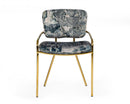 Modrest Farnon - Modern Patterned Velvet and Gold Dining Chair