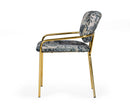 Modrest Farnon - Modern Patterned Velvet and Gold Dining Chair