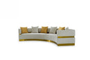 Divani Casa Kiva - Glam Beige + Gold Fabric Curved Sectional Sofa