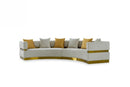 Divani Casa Kiva - Glam Beige + Gold Fabric Curved Sectional Sofa