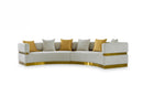 Divani Casa Kiva - Glam Beige + Gold Fabric Curved Sectional Sofa