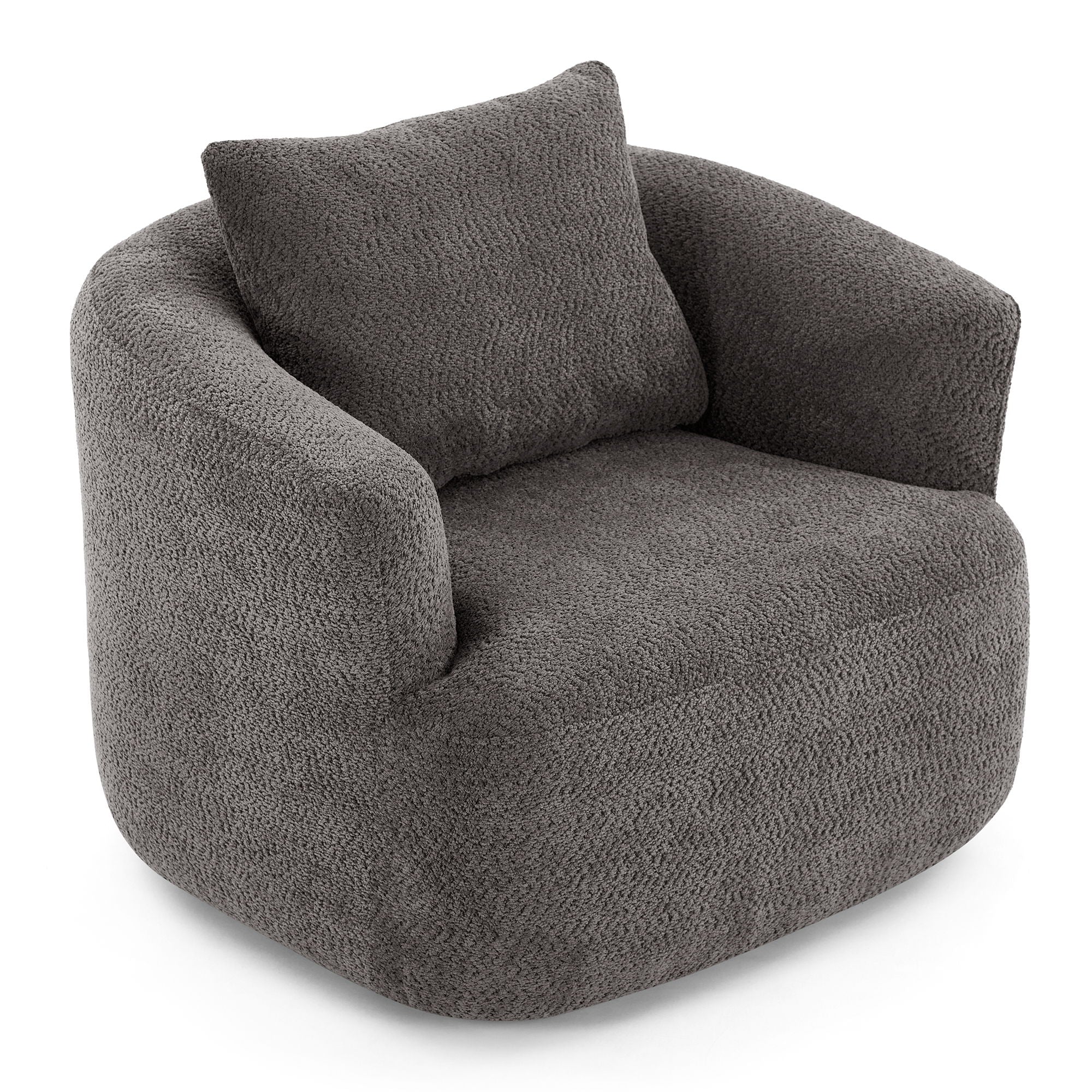 360° Swivel Barrel Sofa Chair With Throw Pillow, Upholstered Accent Chair